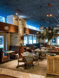 Grid custom cable mounted installation: Poros Restaurant, Pittsburgh, PA