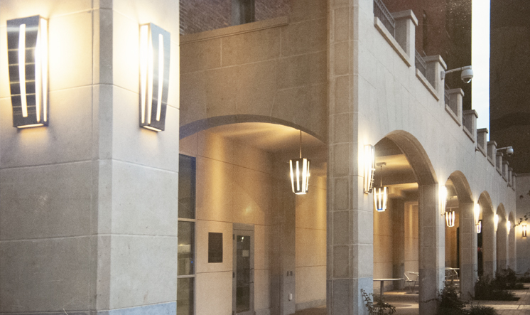 Installation - custom sconce and pendant fixtures for Point Park University - Pittsburgh, PA
